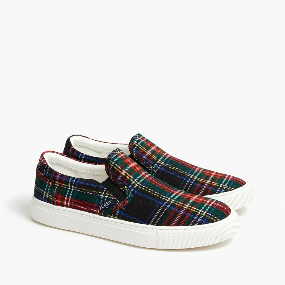 J Crew Factory Tartan‎ Road Trip Slip-On Sneakers Size 7.5 A38